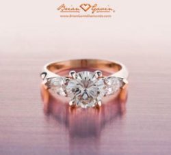 Brian Gavin Diamonds 3 Stone Rose Gold Engagement Ring