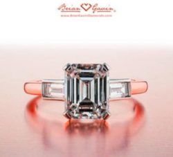 Brian Gavin Diamonds Emerald Three Stone Rose Gold Engagement Ring