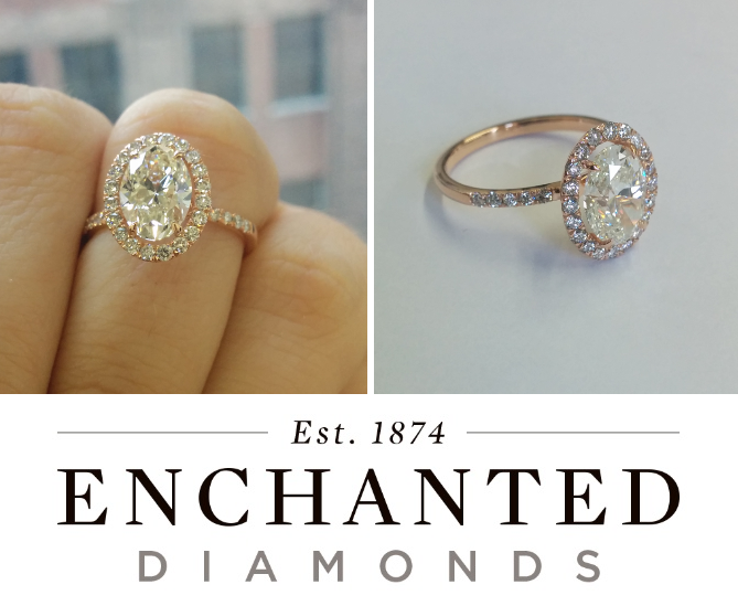 Enchanted Diamonds Oval 'J' with Rose Gold