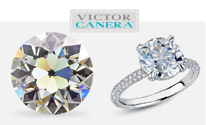 Victor Canera Old European Cut Diamond Solitaire in multi-row pave