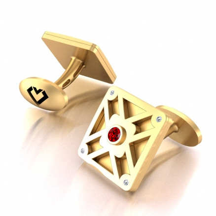 Square YG with Rubies BGD cufflinks