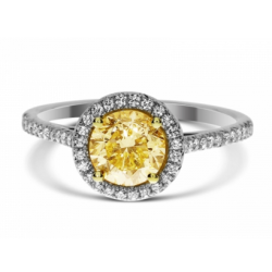 Fancy Light to Fancy Yellow Round 1.14ct Diamond Ring