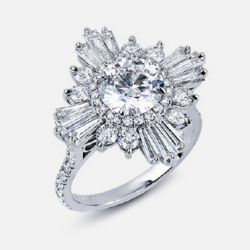 Victor Canera Review - Art-Deco Baguette & Pave Halo Solitaire 