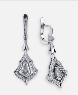 Kite Shaped Pave Dangling Earrings